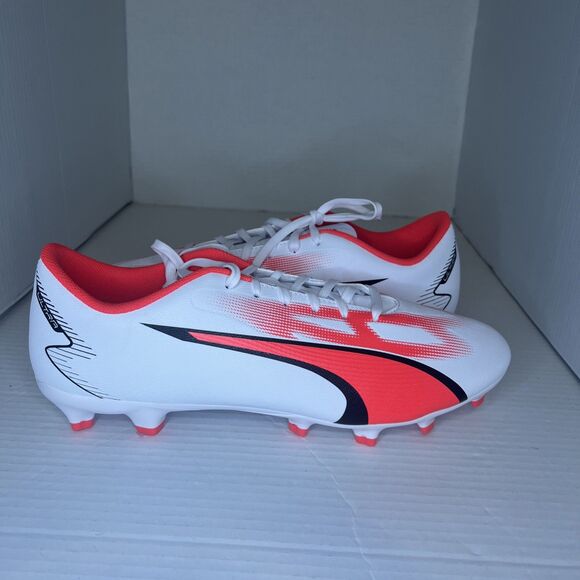 New Puma Ultra Play FG/AG White Fire Orchid Soccer Cleats TF349 Men\'s Size 12 main image 4